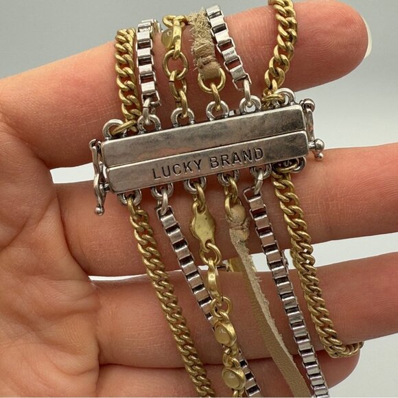 Lucky Brand Lucky Layers Boho Magnetic Cuff Bracelet in Earthtone 7in - Picture 1 of 15
